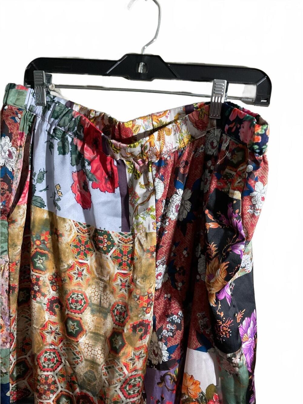 Tolani Collection Patchwork Floral Pajama Set Satin Shirt & Pants Size L - Picture 10 of 12